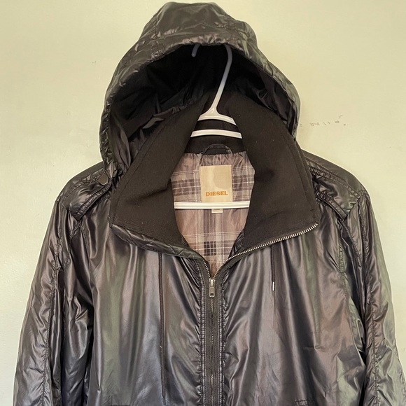 Diesel Hooded black nylon convertible bomber jacket - Picture 3 of 16